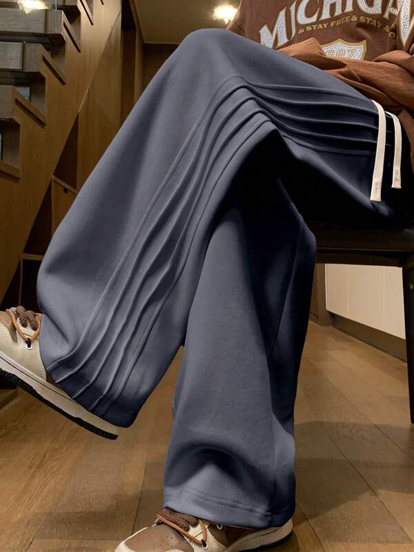 Men's Thick Casual Loose Straight Leg Trousers Fall