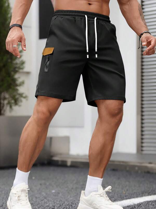 Men's Flap Pocket Waist Drawstring Shorts Men's Flap Pocket Waist Drawstring Shorts