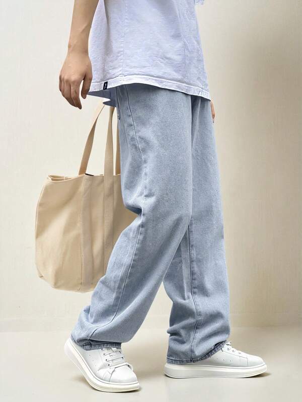 Loose Men's Slant Pocket Straight Leg Jeans Loose Men's Slant Pocket Straight Leg Jeans