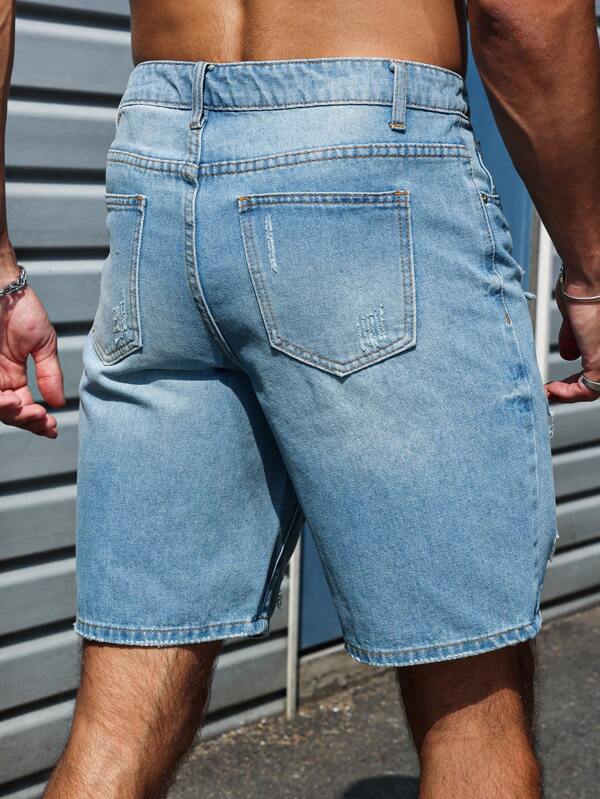 Men's Loose Casual Ripped Pocket Denim Shorts, Versatile Blue Short Jeans Ripped Jean Shorts Men Men's Loose Casual Ripped Pocket Denim Shorts, Versatile Blue Short Jeans Ripped Jean Shorts Men