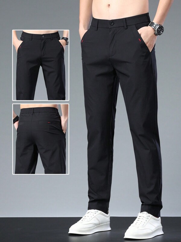 Men's solid color casual slim fit tapered pants, light and breathable, suitable for summer wear Men's solid color casual slim fit tapered pants, light and breathable, suitable for summer wear