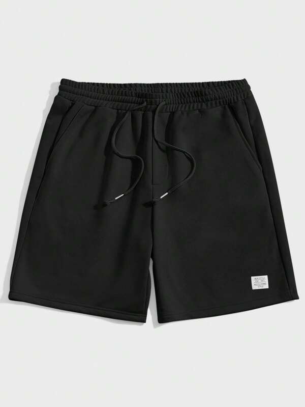 Men's letter patchwork drawstring waist shorts, couple wear