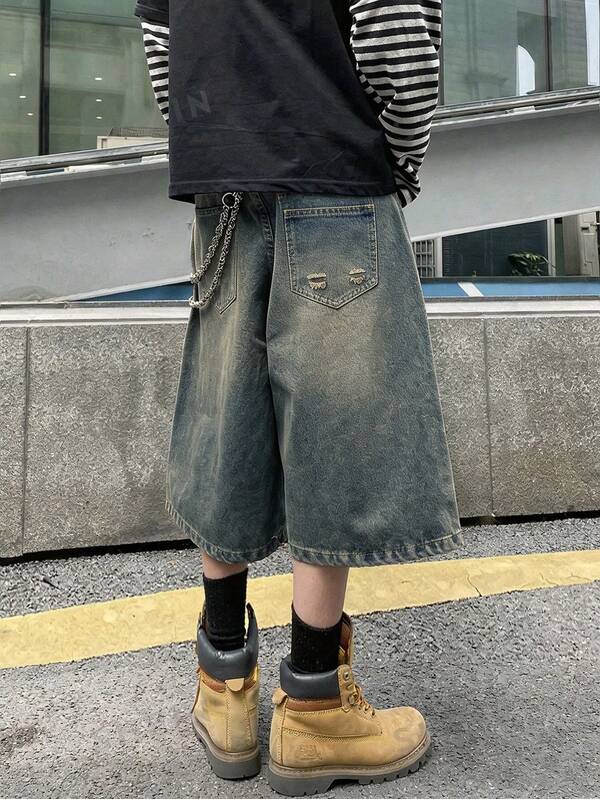 Men's Loose Fit Pockets Relaxed Fit Denim Shorts Day Beige Summer Street Wear Men's Loose Fit Pockets Relaxed Fit Denim Shorts Day Beige Summer Street Wear