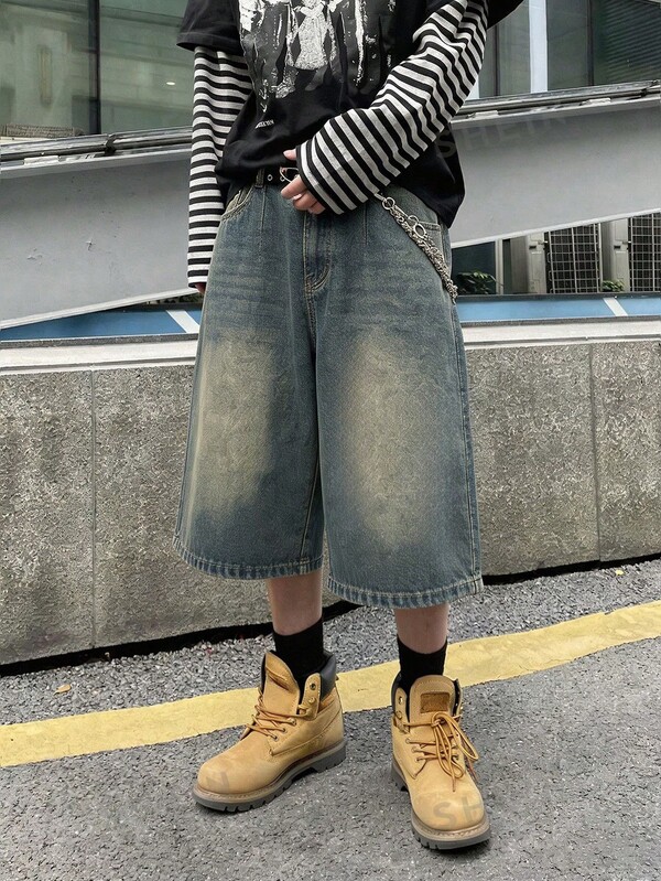 Men's Loose Fit Pockets Relaxed Fit Denim Shorts Day Beige Summer Street Wear Men's Loose Fit Pockets Relaxed Fit Denim Shorts Day Beige Summer Street Wear