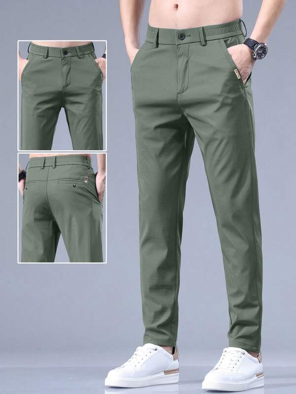 Men's Summer Letter Embroidered Pocket Straight Casual Commuting Lightweight Pants Men's Summer Letter Embroidered Pocket Straight Casual Commuting Lightweight Pants