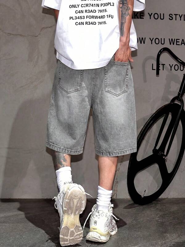 Denim Shorts, Cotton Ripped Jeans Shorts, Straight Leg Casual Shorts, Breathable Versatile Summer Commuter Shorts Denim Shorts, Cotton Ripped Jeans Shorts, Straight Leg Casual Shorts, Breathable Versatile Summer Commuter Shorts