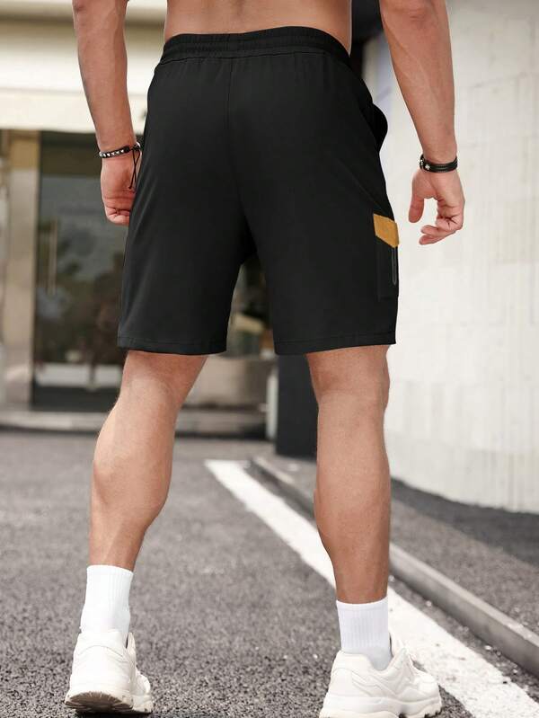 Men's Flap Pocket Waist Drawstring Shorts