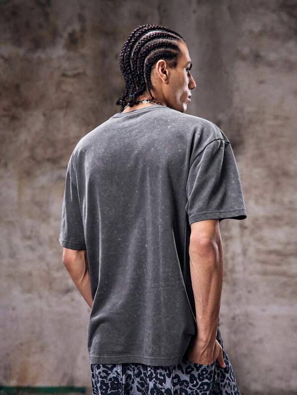 Men's retro cotton lightweight breathable casual sports washed simple short-sleeved T-shirt