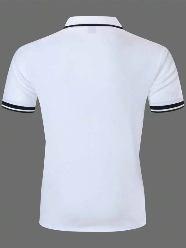 Men's Striped Printed Short Sleeve Casual Polo Shirt, Summer Fashion Polo Shirt, Formal, Ceremony Men's Striped Printed Short Sleeve Casual Polo Shirt, Summer Fashion Polo Shirt, Formal, Ceremony