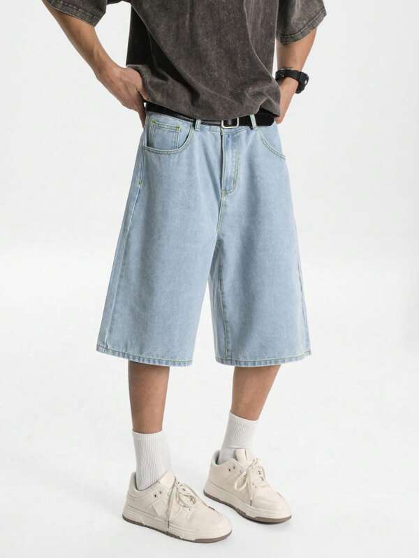 Men's Light Blue Washed Loose Casual Denim Shorts Jorts Street College Hang Out Going Out Vacation Men's Light Blue Washed Loose Casual Denim Shorts Jorts Street College Hang Out Going Out Vacation