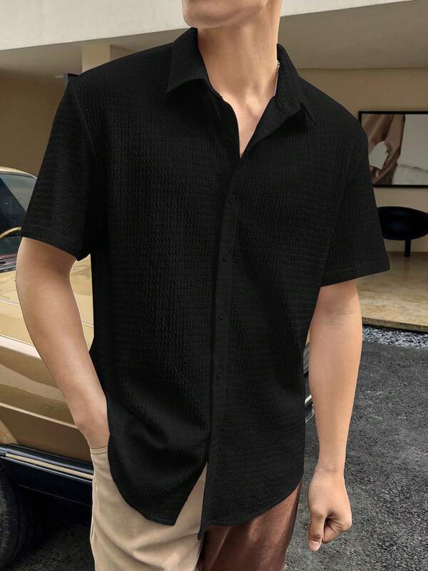 Men's Drop Shoulder Button Front Top Men's Drop Shoulder Button Front Top