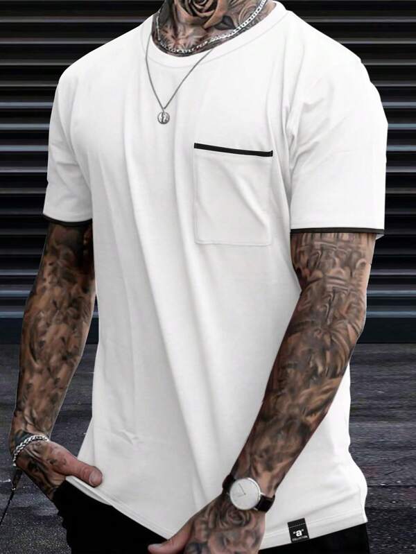 Men's patchwork pocket patch T-shirt