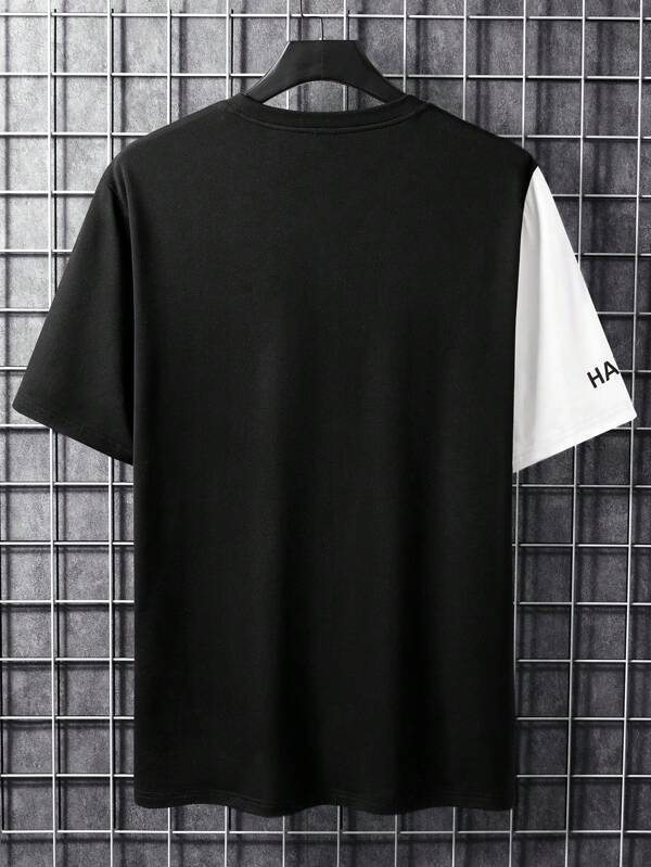 Men's T-shirt with fitted design, round neck short sleeve slogan T-shirt, simple summer cool polyester material Men's T-shirt with fitted design, round neck short sleeve slogan T-shirt, simple summer cool polyester material