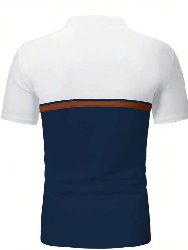 Men's fashionable summer color block polo shirts