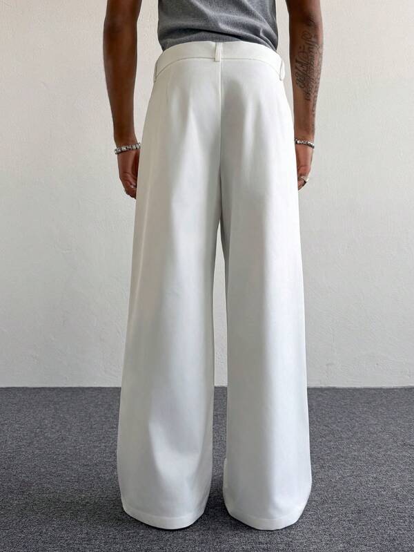 Men's White Summer Casual Pants Wide Leg Baggy Fit Trousers For Vacation Retro American Fashion Streetwear Hip Hop Straight Leg Daily Wear Men's White Summer Casual Pants Wide Leg Baggy Fit Trousers For Vacation Retro American Fashion Streetwear Hip Hop Straight Leg Daily Wear