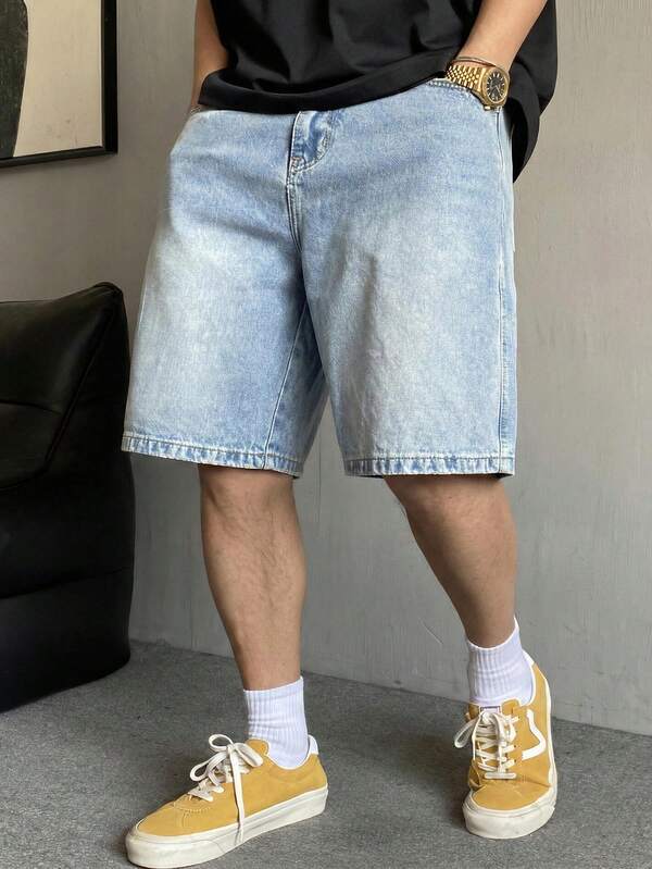 Denim Shorts, Straight Leg Knee Length Inseam Shorts, Cotton Denim Shorts, Casual Streetwear Jeans, Versatile For Daily Commute, Breathable For Summer Denim Shorts, Straight Leg Knee Length Inseam Shorts, Cotton Denim Shorts, Casual Streetwear Jeans, Versatile For Daily Commute, Breathable For Summer