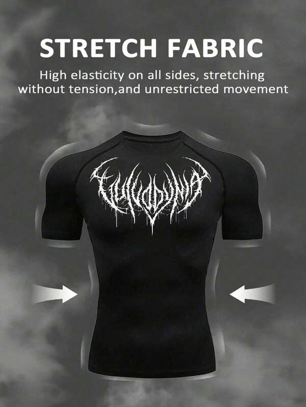 Men's Gothic Print Raglan Sleeve Short Sleeve Casual Fitness Sports T-Shirt Sports Top Compression Clothing Breathable Slim Fit Round Neck Compression Clothing Men's Fitness Clothing Men's Gothic Print Raglan Sleeve Short Sleeve Casual Fitness Sports T-Shirt Sports Top Compression Clothing Breathable Slim Fit Round Neck Compression Clothing Men's Fitness Clothing