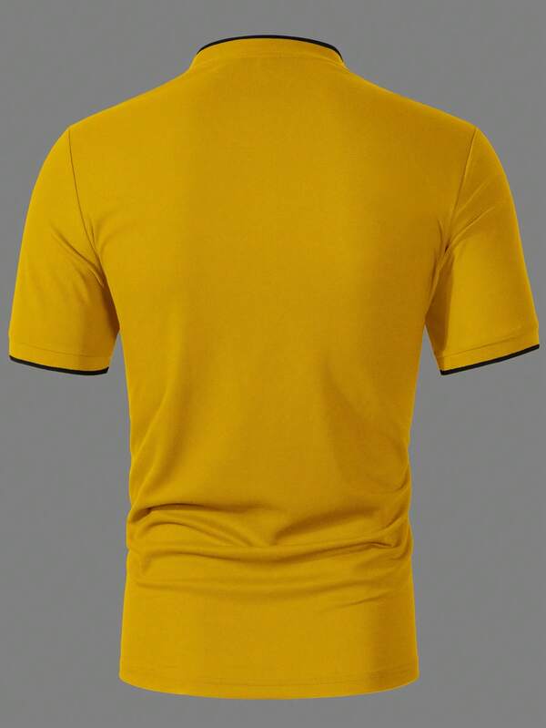 Men's Casual Simple Contrast Trim Short Sleeve Polo Shirt Formal, Ceremony Men's Casual Simple Contrast Trim Short Sleeve Polo Shirt Formal, Ceremony