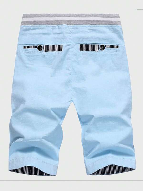 Men Patched Drawstring Shorts Men Patched Drawstring Shorts