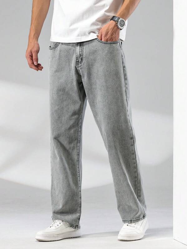 Men's Solid Color Straight Jeans Men's Solid Color Straight Jeans