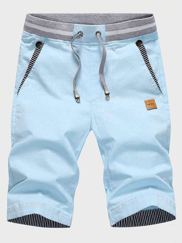Men Patched Drawstring Shorts
