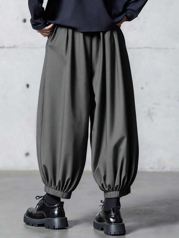New Men's Casual Wide Leg Loose Baggy Cropped Lantern Pants With Unique Design New Men's Casual Wide Leg Loose Baggy Cropped Lantern Pants With Unique Design