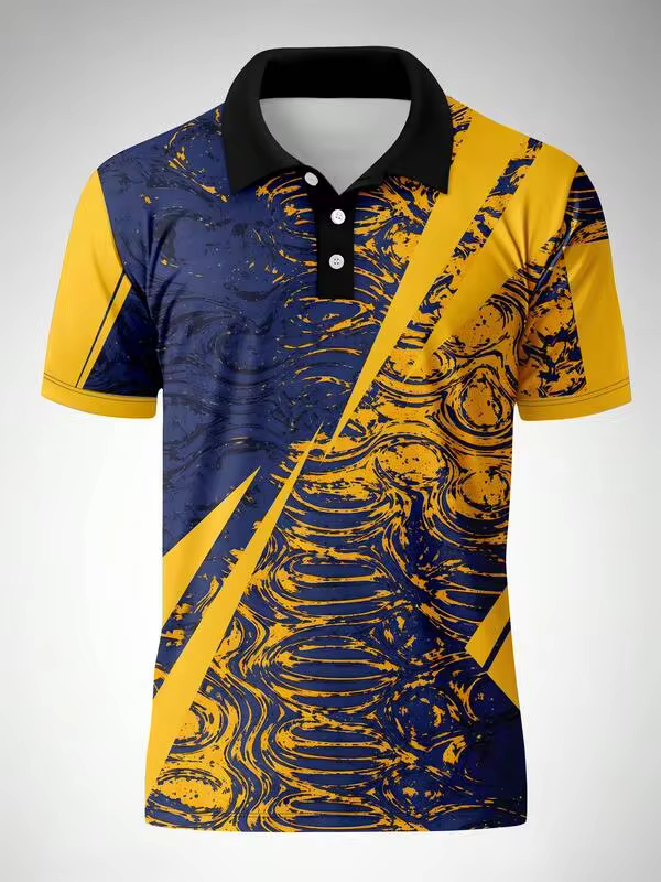 Men's casual striped short-sleeved polo shirt, suitable for spring and summer wear
