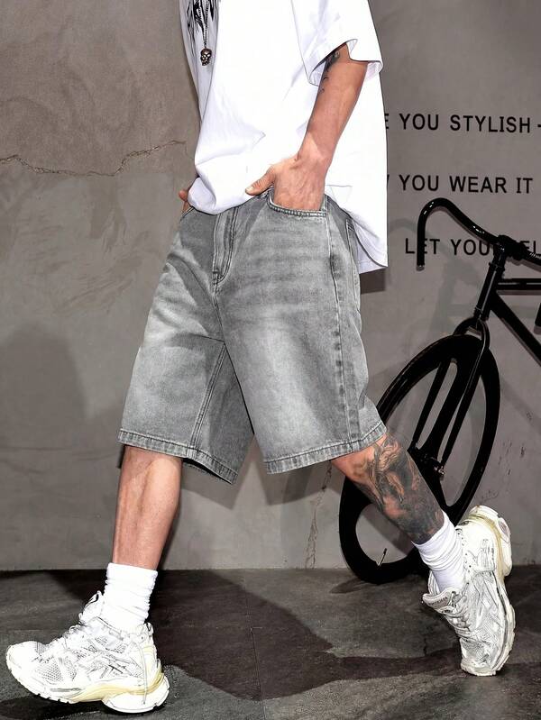Denim Shorts, Cotton Ripped Jeans Shorts, Straight Leg Casual Shorts, Breathable Versatile Summer Commuter Shorts Denim Shorts, Cotton Ripped Jeans Shorts, Straight Leg Casual Shorts, Breathable Versatile Summer Commuter Shorts