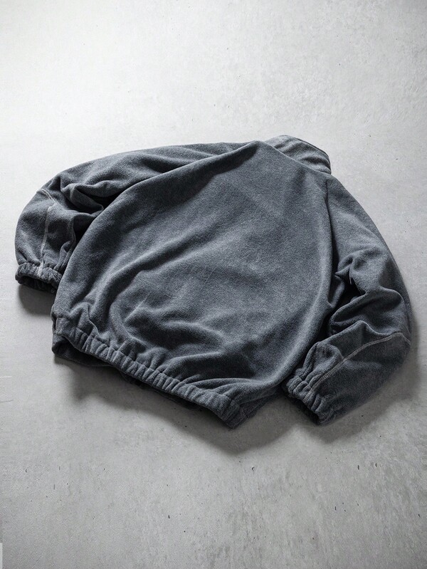 Men's high collar long sleeve raglan zipper casual loose jacket gray fleece jacket autumn and winter style Men's high collar long sleeve raglan zipper casual loose jacket gray fleece jacket autumn and winter style