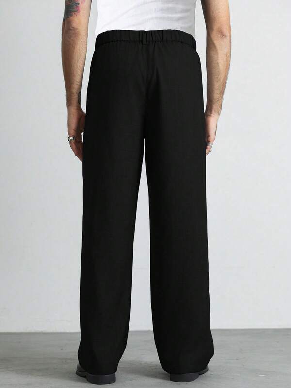 Men's Old Money Gray Floral Printed Relaxed Fit Wide Leg Straight Casual Pants Business Casual Style Wide Pants Mens Pleated Trouser