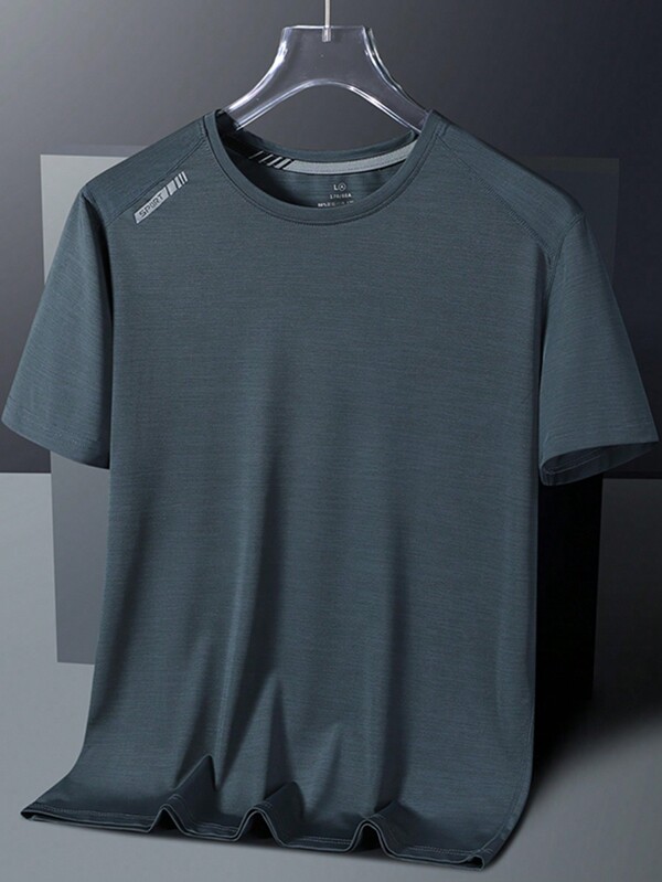 Boyfriend style men's quick-drying T-shirt, ice silk short-sleeved elastic round neck sweat-absorbent quick-drying shirt, 1 piece, suitable for boyfriend style men's quick-drying wear for fitness training, running and summer sports Boyfriend style men's quick-drying T-shirt, ice silk short-sleeved elastic round neck sweat-absorbent quick-drying shirt, 1 piece, suitable for boyfriend style men's quick-drying wear for fitness training, running and summer sports