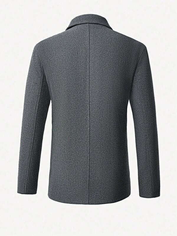 Men's casual single-breasted lapel wool blend coat autumn and winter cashmere wool gray coat retro style suitable for daily casual weekend trips outdoor activities adventure travel relaxed work environment or semi-formal occasions Men's casual single-breasted lapel wool blend coat autumn and winter cashmere wool gray coat retro style suitable for daily casual weekend trips outdoor activities adventure travel relaxed work environment or semi-formal occasions