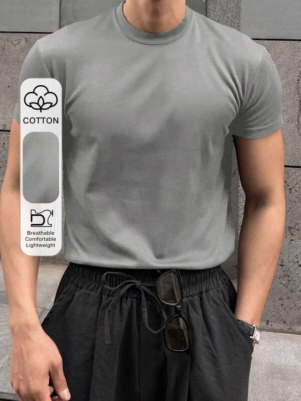 Men's Solid Color Summer T-Shirt
