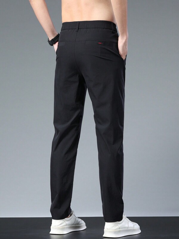 Men's solid color casual slim fit tapered pants, light and breathable, suitable for summer wear