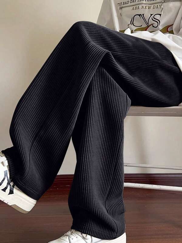 Men's corduroy straight pants, comfortable, casual and loose, solid color, versatile, spring and autumn